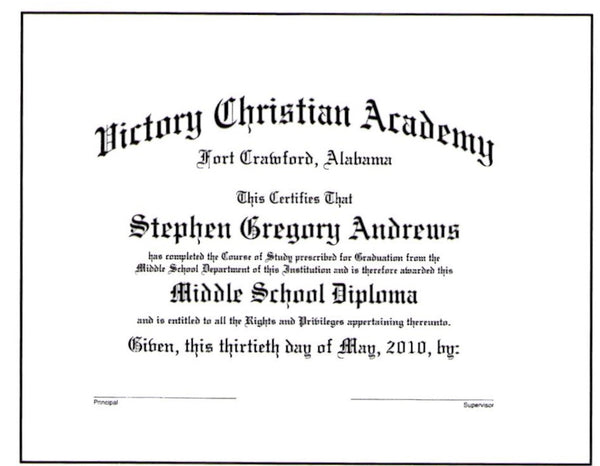 Deluxe Middle School Diploma: #19-M