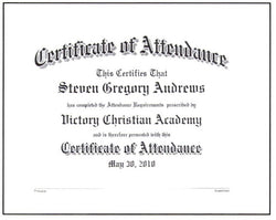 Standard Certificate of Attendance #CA-05